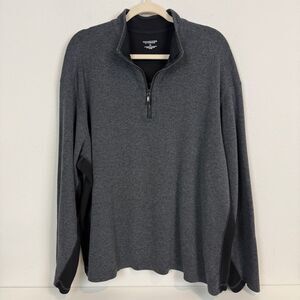 Roundtree & Yorke Grey Black Quarter Zip Pullover XL